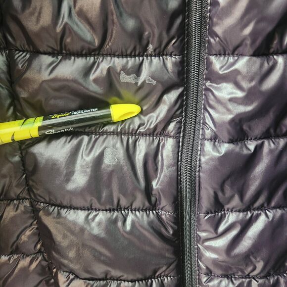 Guess Women Small Long Sleeve Black Gray Hood Trench Pea Coat Puffer Jacket FLAW - Picture 11 of 16